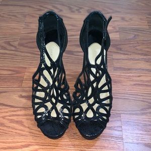 Black strappy heels